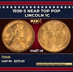 1938-s Lincoln Cent Near Top Pop 1c ms67 rd SEGS