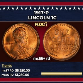 1917-p Lincoln Cent 1c ms66+ rd SEGS