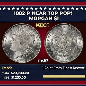 1882-p Morgan Dollar Near Top Pop! $1 ms67 SEGS