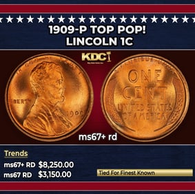 1909-p Lincoln Cent TOP POP! 1c ms67+ rd SEGS