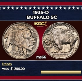 1935-d Buffalo Nickel 5c ms66 SEGS