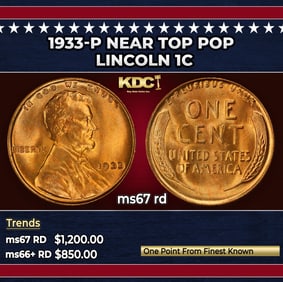 1933-p Lincoln Cent Near Top Pop 1c ms67 rd SEGS