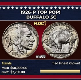 1926-p Buffalo Nickel TOP POP! 5c ms68 SEGS