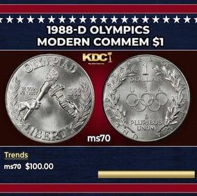 1988-d Olympics Modern Commem Dollar $1 ms70 SEGS