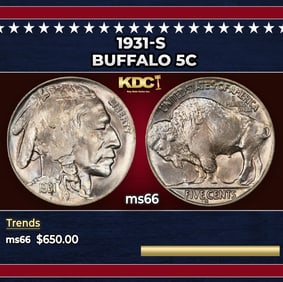 1931-s Buffalo Nickel 5c Grades ms66