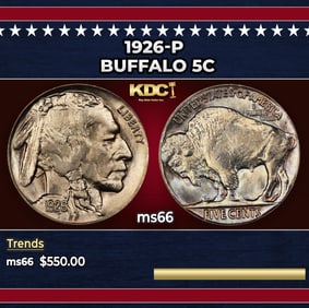 1926-p Buffalo Nickel 5c Grades ms66