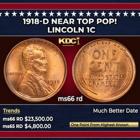 1918-d Lincoln Cent Near Top Pop! 1c ms66 rd SEGS
