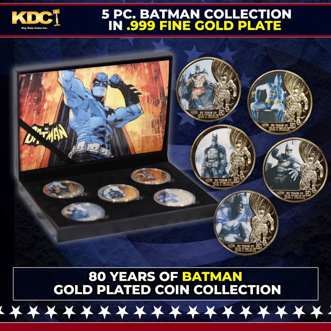 5 Coin Batman Gold Plated Round Collection (1 of 4)