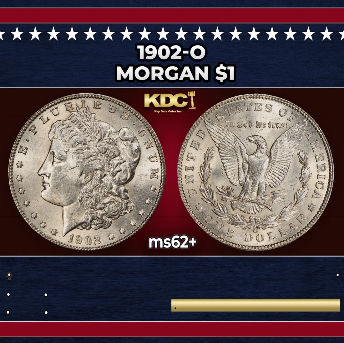 1902-o Morgan Dollar $1 Grades ms62+ (1 of 3)