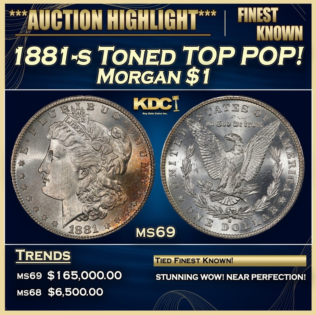 1881-s Morgan Dollar Toned TOP POP! $1 ms69 SEGS (1 of 3)