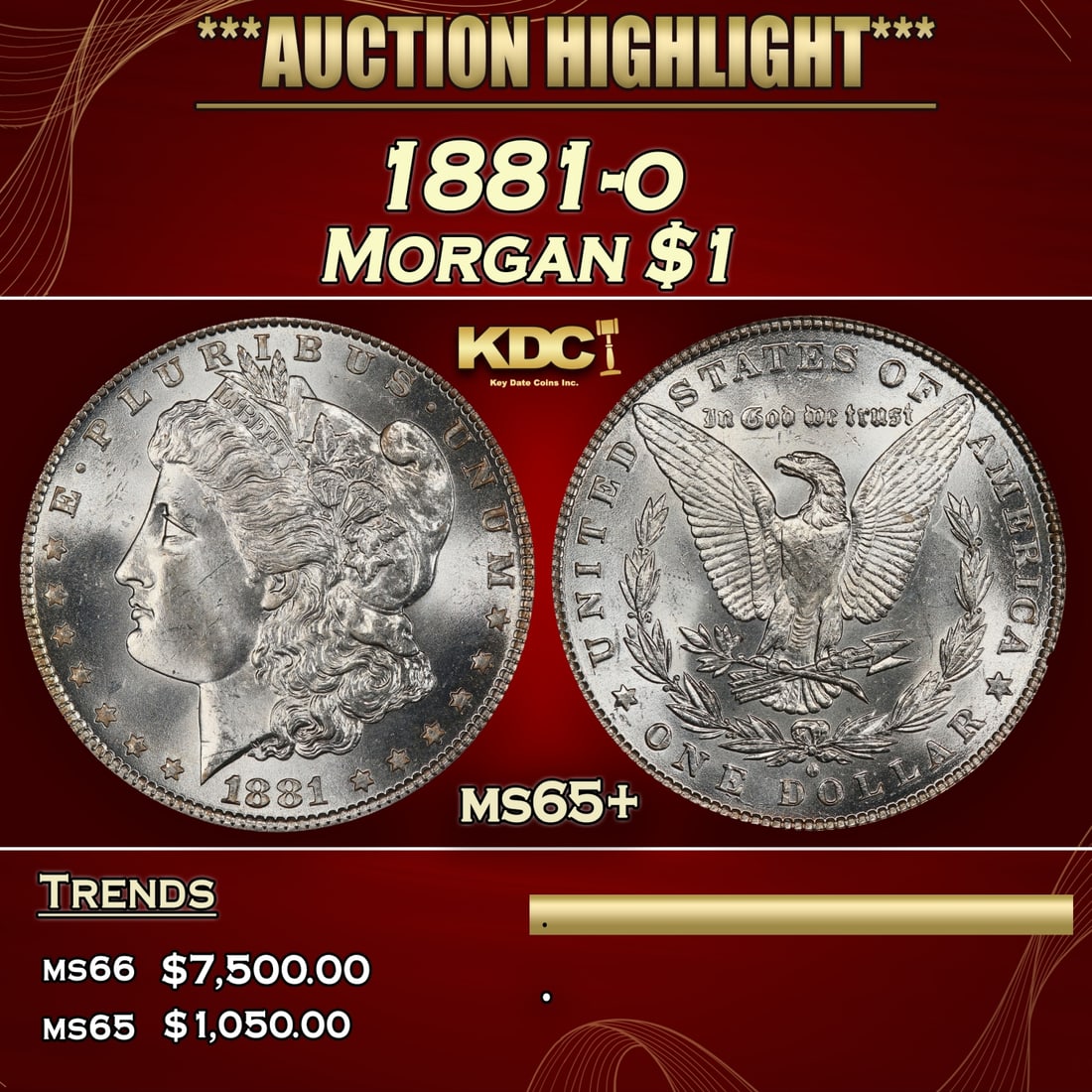 1881-o Morgan Dollar $1 ms65+ SEGS (1 of 3)