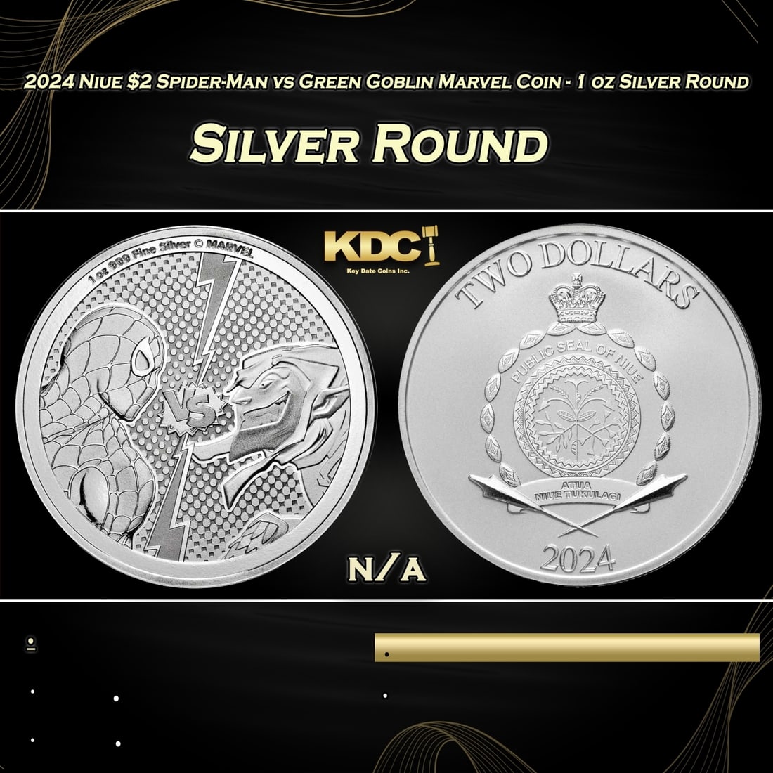 2024 Niue $2 Spider-Man vs Green Goblin Marvel Coin - 1 oz Silver Round Round (1 of 3)