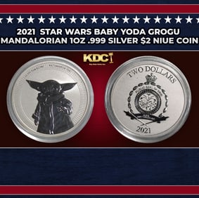 2021 Star Wars Baby Yoda Grogu The Mandalorian 1oz .999 Silver $2 Niue Commerative Coin Grades