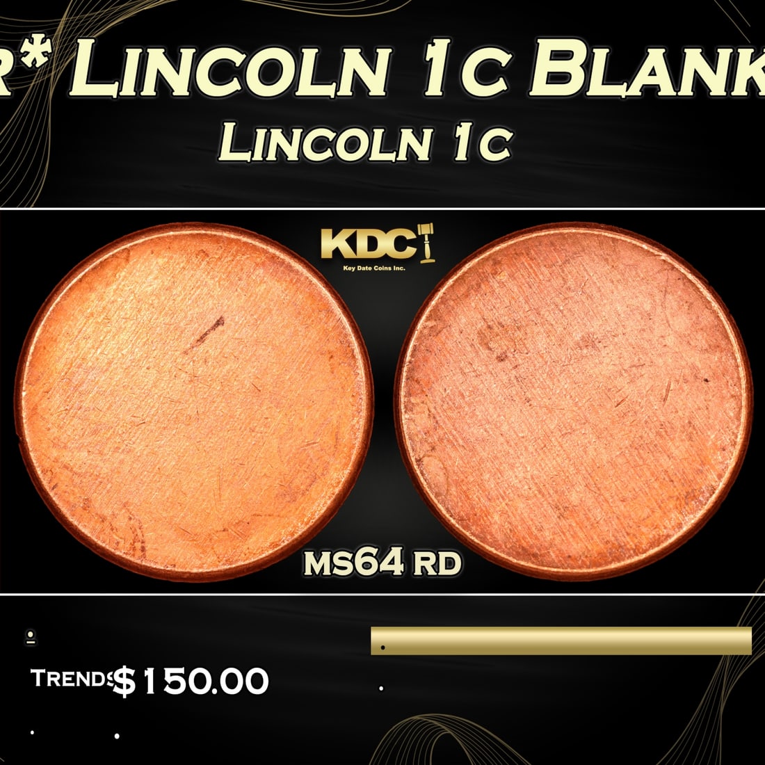 *Mint Error* Lincoln 1c Blank Planchet Lincoln Cent 1c Grades ms64 rd (1 of 3)