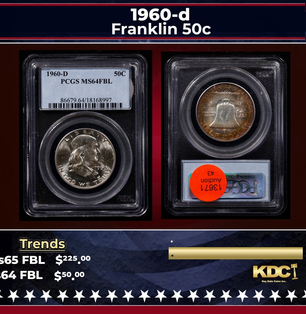 PCGS 1960-d Franklin Half Dollar 50c ms64 fbl PCGS (1 of 3)
