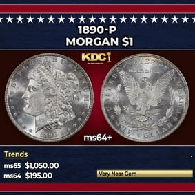1890-p Morgan Dollar $1 Grades ms64+