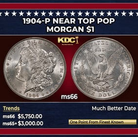 1904-p Morgan Dollar Near Top Pop $1 ms66 SEGS