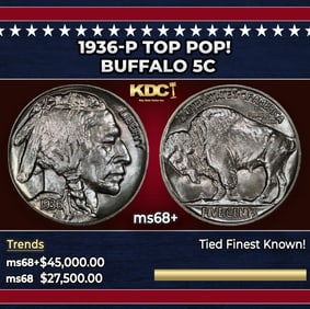 1936-p Buffalo Nickel TOP POP! 5c ms68+ SEGS