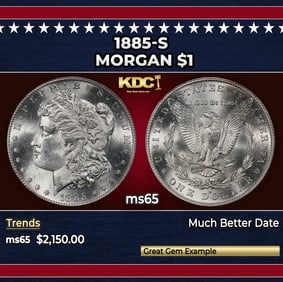 1885-s Morgan Dollar $1 ms65 SEGS