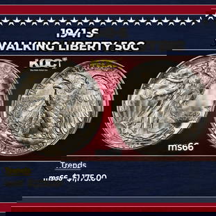 1941-s Walking Liberty Half Dollar 50c ms66 SEGS: 1941-s Walking Liberty Half Dollar 50c ms66 SEGS.