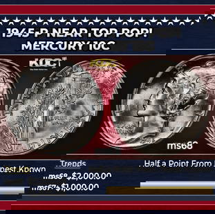 1945-p Mercury Dime Near Top Pop! 10c ms68 SEGS: 1945-p Near Top Pop! Mercury Dime 10c ms68 SEGS.