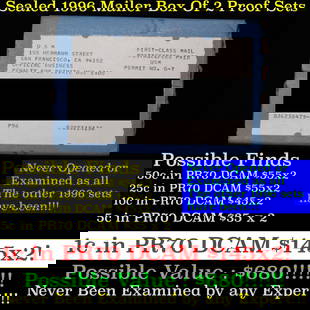 Original sealed box of 5x 1996 United States Mint Proof Sets: Original sealed box of 5x 1996 United States Mint Proof Sets.