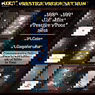 1989-1991 US Mint Prestige Proof Sets - 20 Coins, 3 Complete Sets: 1989-1991 US Mint Prestige Proof Sets - 20 Coins, 3 Complete Sets. 1989-1991 US Mint Prestige Proof Sets - 20 Coins, 3 Complete Sets. In 1983, the mint released a special mint set containing a