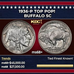 1936-p Buffalo Nickel TOP POP! 5c ms68+ SEGS