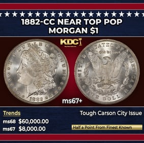 1882-cc Morgan Dollar Near Top Pop $1 ms67+ SEGS