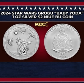2024 Star Wars Grogu "Baby Yoda" 1 oz Silver $2 Niue BU Coin Round