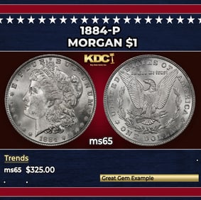 1884-p Morgan Dollar $1 Grades ms65