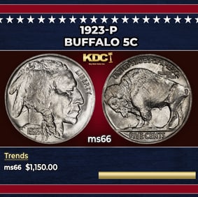 1923-p Buffalo Nickel 5c ms66 SEGS