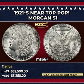 1921-s Morgan Dollar Near Top Pop! $1 ms66+ SEGS
