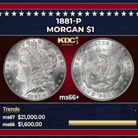1881-p Morgan Dollar $1 ms66+ SEGS