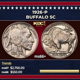 1926-p Buffalo Nickel 5c ms66+ SEGS