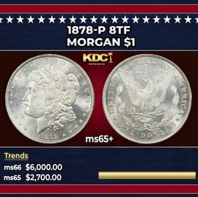 1878-p 8tf Morgan Dollar $1 ms65+ SEGS