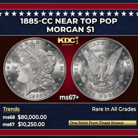 1885-cc Morgan Dollar Near Top Pop $1 ms67+ SEGS