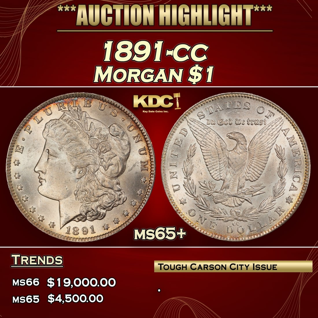 1891-cc Morgan Dollar $1 ms65+ SEGS (1 of 3)