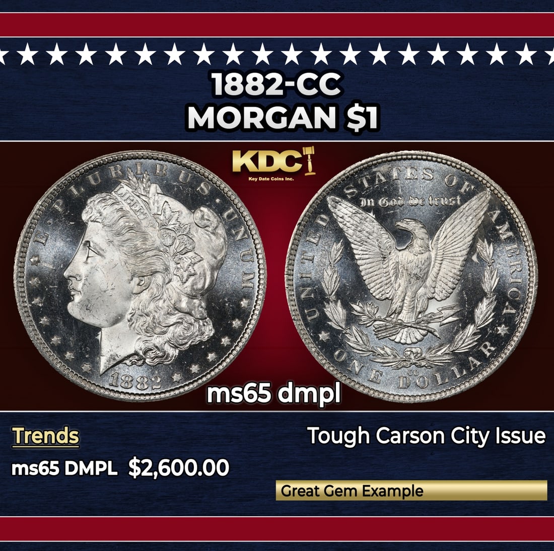 1882-cc Morgan Dollar $1 ms65 dmpl SEGS (1 of 3)