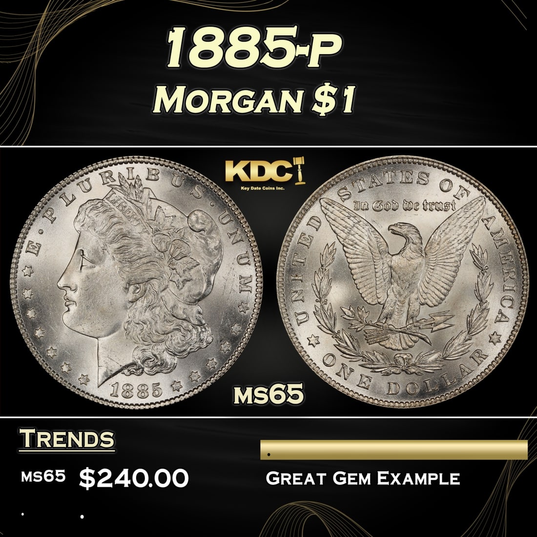 1885-p Morgan Dollar $1 Grades ms65 (1 of 3)