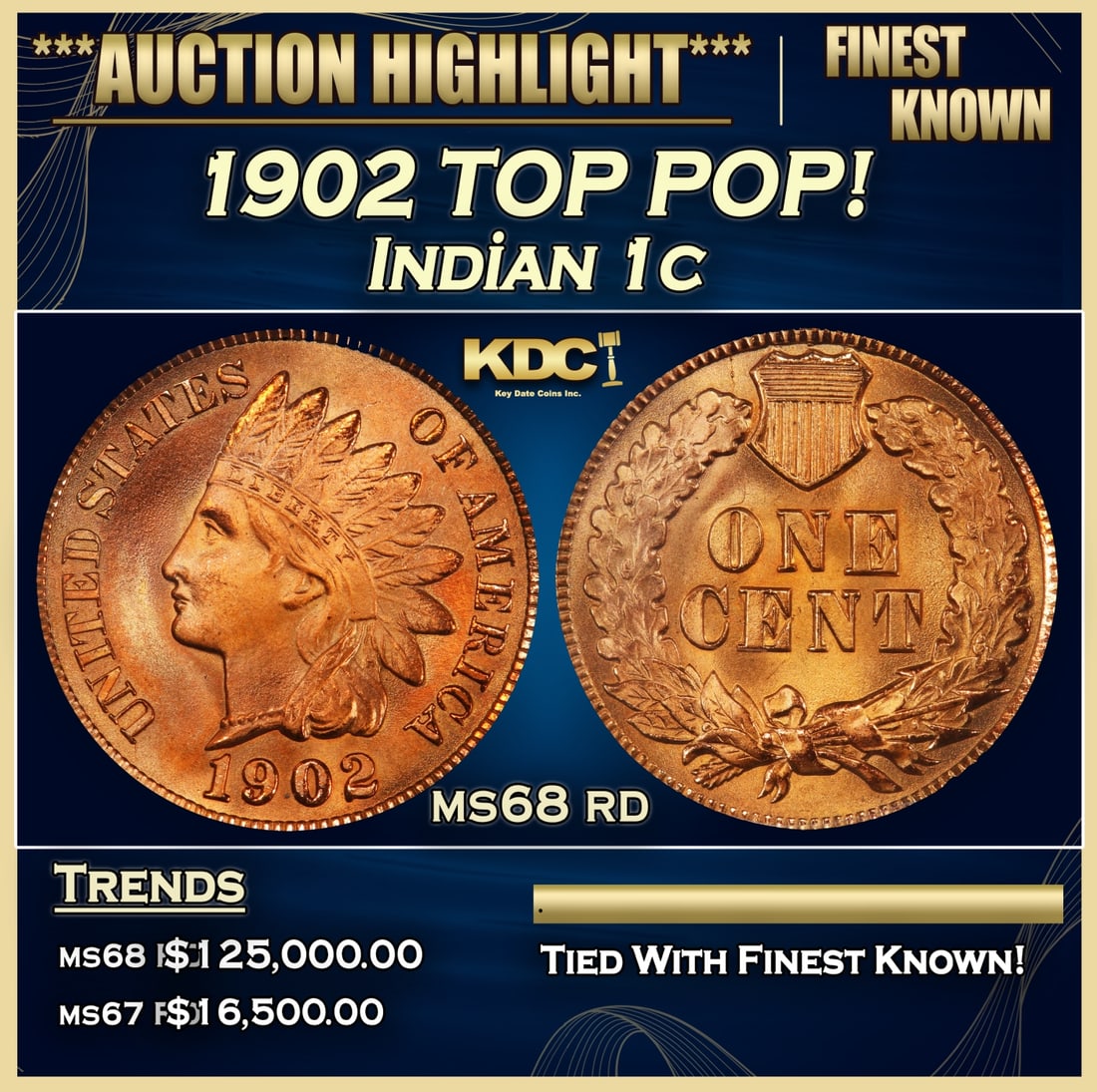 1902 Indian Cent TOP POP! 1c ms68 rd SEGS (1 of 3)