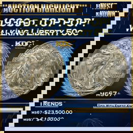 1936-d Walking Liberty Half Dollar TOP POP! 50c ms67+ SEGS