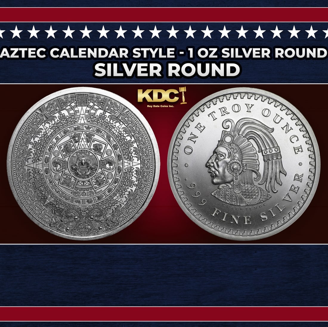 Aztec Calendar Style - 1 oz Silver Round Round (1 of 3)