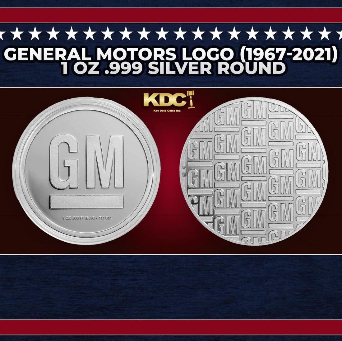 General Motors Logo (1967-2021) 1 oz .999 Silver Round Round: General Motors Logo (1967-2021) 1 oz .999 Silver Round. You can now add the iconic General Motors logo to your collection with this 1 oz Silver GM logo round! It features the companyÂ’s log