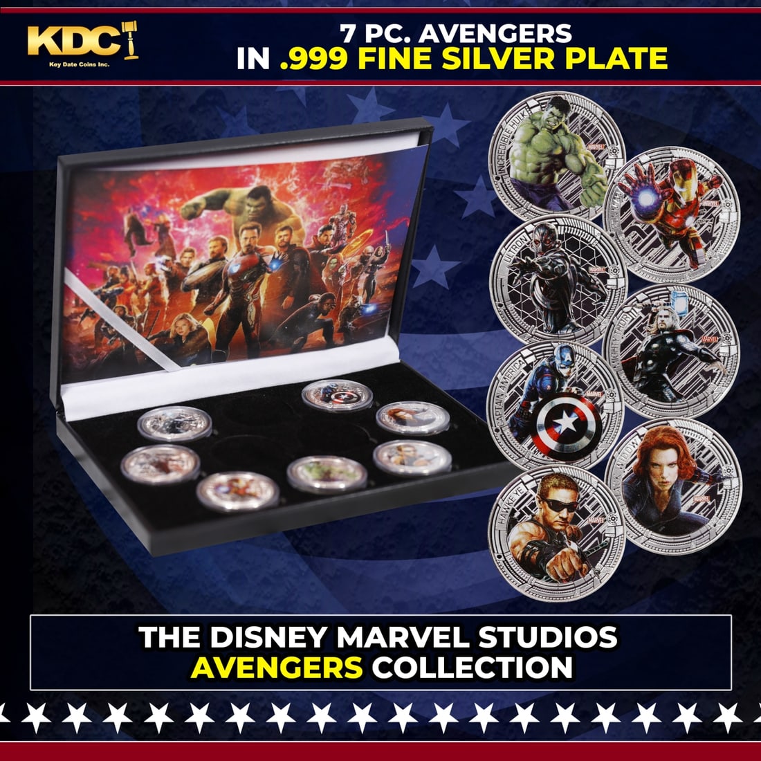 7  Coin Marvel AVENGERS Age Of Ultron .999 Fine Silver Plated Round Collection (1 of 4)