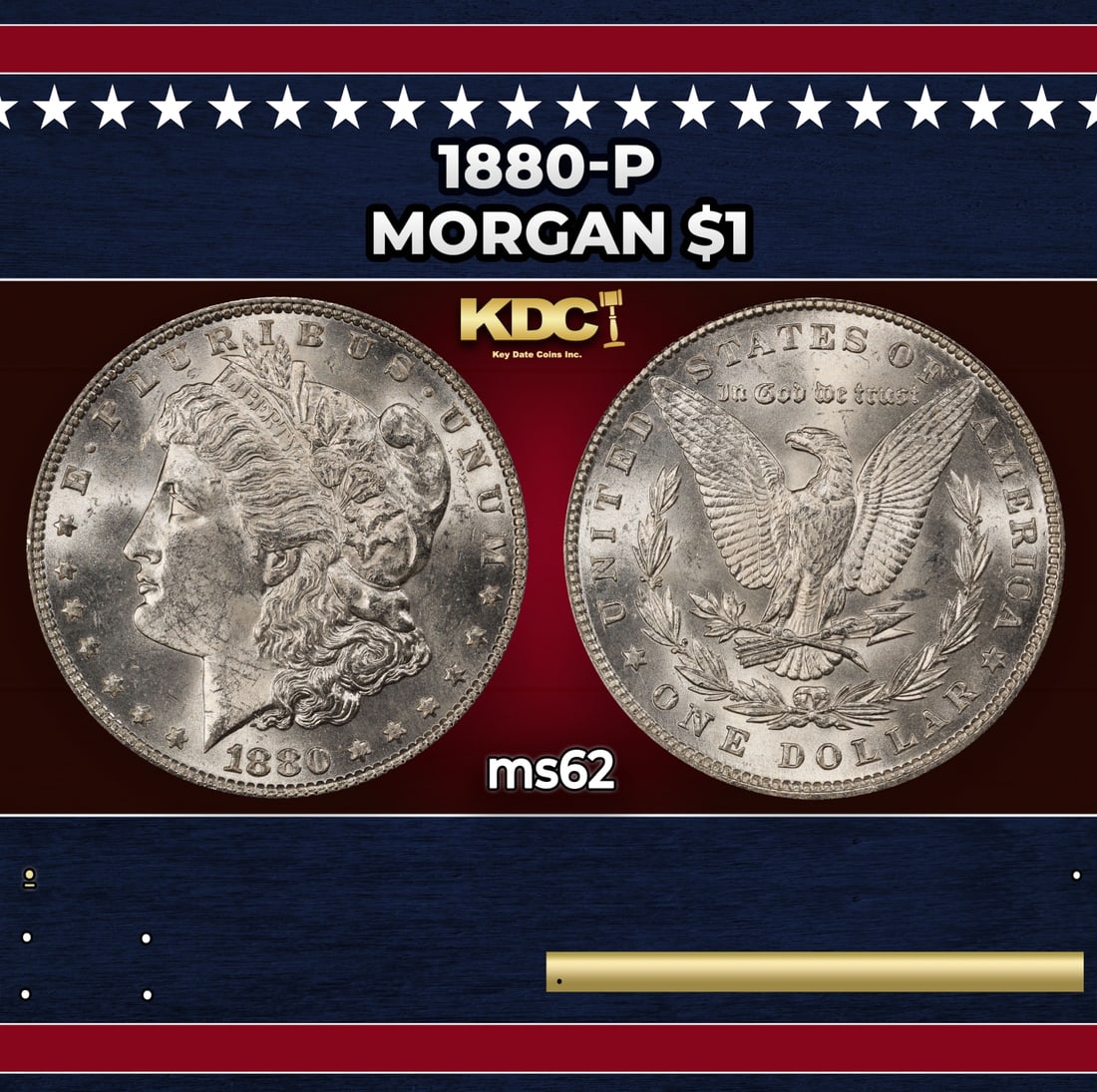 1880-p Morgan Dollar $1 Grades ms62 (1 of 3)