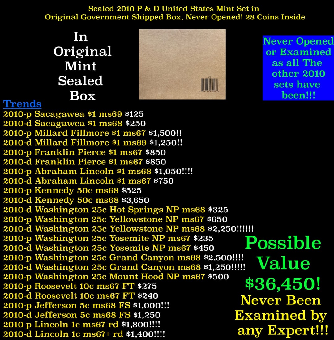 Sealed 2010 United States Mint Set in Original Government Shipped Box, Never Opened! 28 Coins (1 of 2)