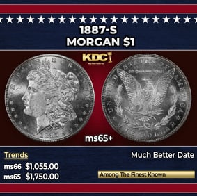 1887-s Morgan Dollar $1 ms65+ SEGS