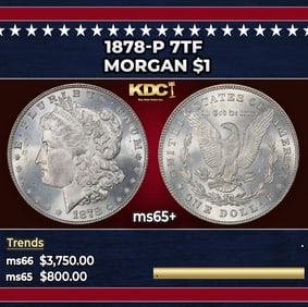 1878-p 7tf Morgan Dollar $1 ms65+ SEGS