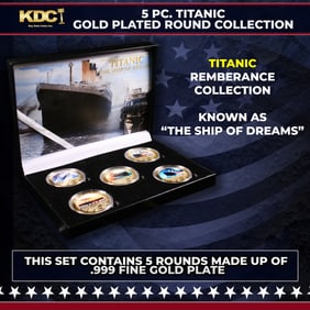 5 Coin Titanic Remembrance Gold Plated Round Collection